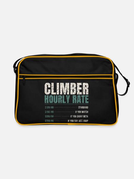 Climber Hourly Rate Funny - Retro Tasche - Schwarz/Gold