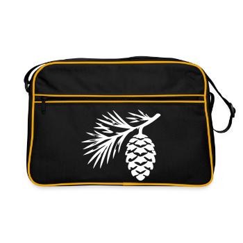 Tannenzapfen Zweig - Retro Tasche - Schwarz/Gold - Vorne