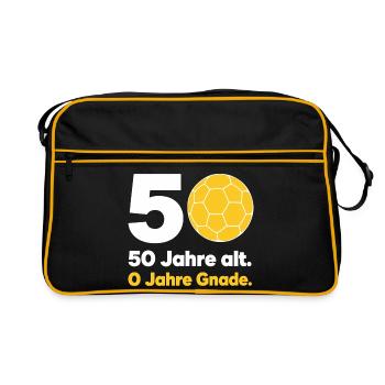 50. Geburtstag Handball – 0 Jahre Gnade - Retro Tasche - Schwarz/Gold - Vorne