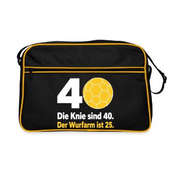 40. Geburtstag Handball – Wurfarm ist erst 25 - Retro Tasche - Schwarz/Gold - Vorne