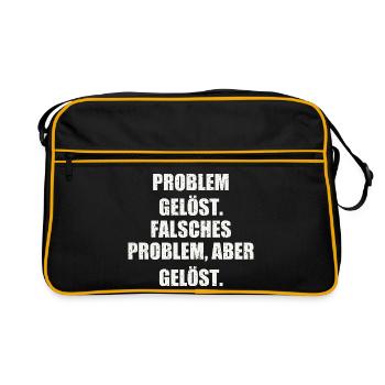 PROBLEM GELÖST. FALSCHES PROBLEM, ABER GELÖST. - Retro Tasche - Schwarz/Gold - Vorne