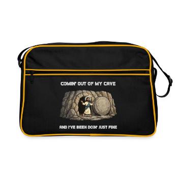 Resurrection from the Cave Saying - Retro Bag - black/gold - Front
