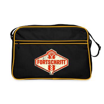 DDR FORTSCHRITT Retro Logo Ostalgie LPG - Retro Tasche - Schwarz/Gold - Vorne