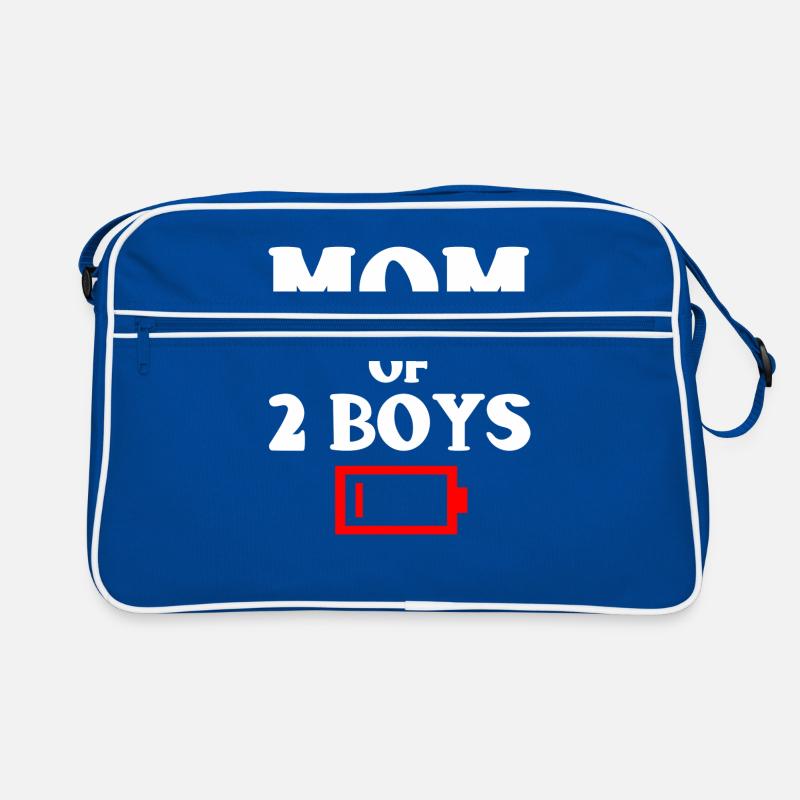 Müde Mutter von 2 jungen lustigen Mutter von zwei Söhnen Retro Tasche