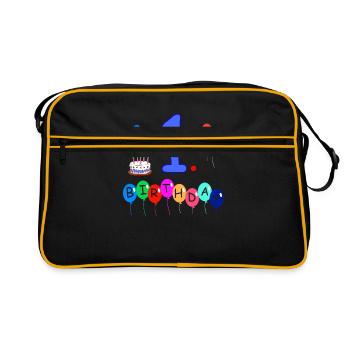 1st birthday - Retro Bag - black/gold - Front