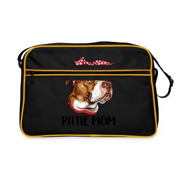 Pittie Mom Shirt Nettes Pitbull Dog Mom Shirt Haustier - Retro Tasche - Schwarz/Gold - Vorne
