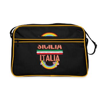 Sicilia Italia Shirt, Italie Région Italienne Tee, - Sac Retro - noir/or - Devant