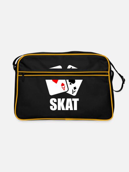 Skat Karten Spieler - Skat Hobby - Retro Tasche - Schwarz/Gold - Vorne