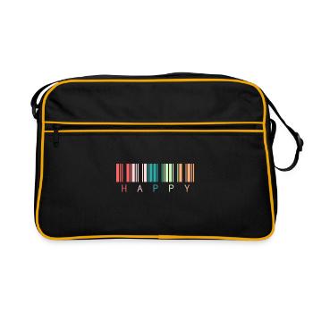 Strichcode "Happy" - Retro Tasche - Schwarz/Gold - Vorne