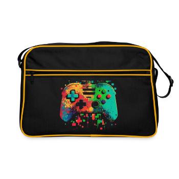 Bunte Konsole - Retro Tasche - Schwarz/Gold - Vorne