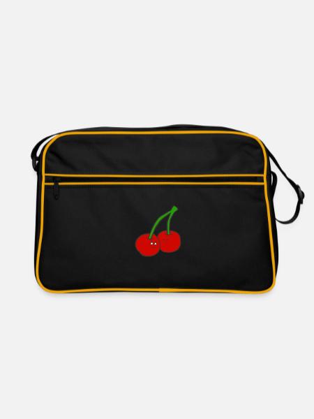 Cherries drawing for kids - gift idea - Retro Bag - black/gold - Front