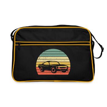 Classic Vintage Car V8 Muscle Car Geschenk - Retro Tasche - Schwarz/Gold - Vorne