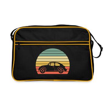 Classic Car Vintage Geschenk - Retro Tasche - Schwarz/Gold - Vorne