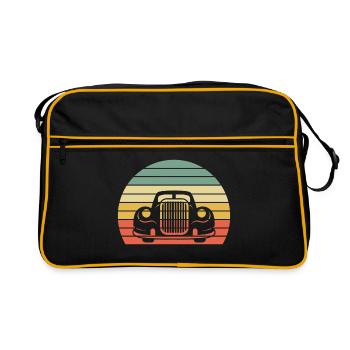 Classic Car Vintage Geschenk - Retro Tasche - Schwarz/Gold - Vorne