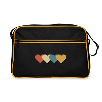 Cadeau vintage coeur d'amour - Sac Retro - noir/or - Devant
