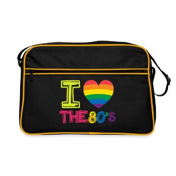 J'aime le cadeau rétro du coeur arc-en-ciel des années 80 - Sac Retro - noir/or - Devant