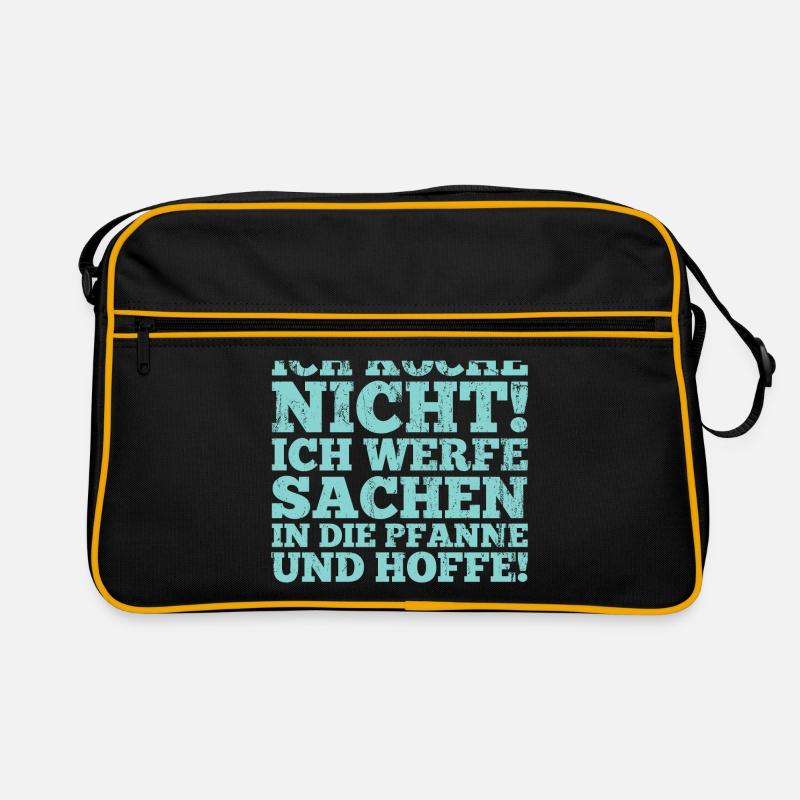 Ich koche nicht Spruch Geschenk - Retro Tasche - Schwarz/Gold