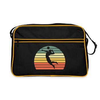 Volleyball jump spike silhouette gift - Retro Bag - black/gold - Front