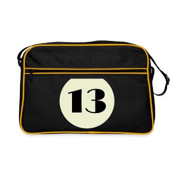 Number 13 Billard Geschenk - Retro Tasche - Schwarz/Gold - Vorne