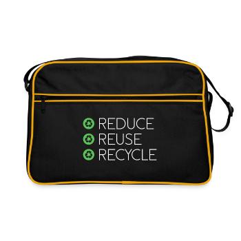Recycle Reduces Environment Planet Earth Gift - Retro Bag - black/gold - Front