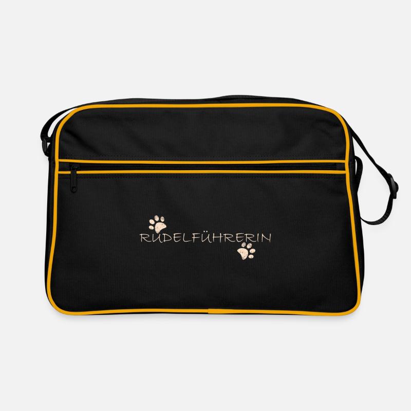 Hunde Pfote Rudel Hundehalter Spruch Geschenk - Retro Tasche - Schwarz/Gold