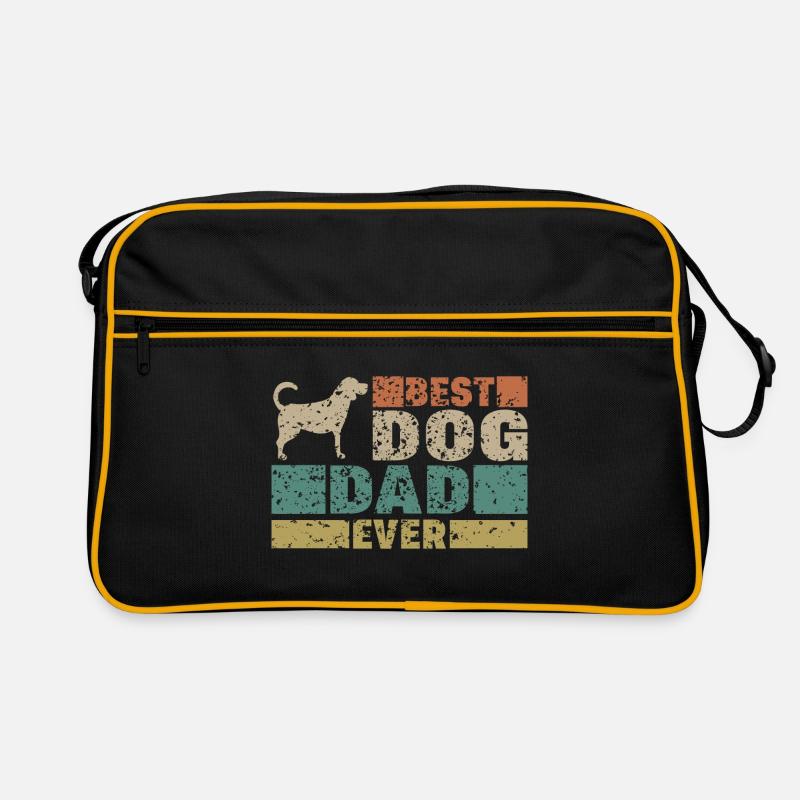 Best Dog Dad ever Vater Spruch Geschenk - Retro Tasche - Schwarz/Gold