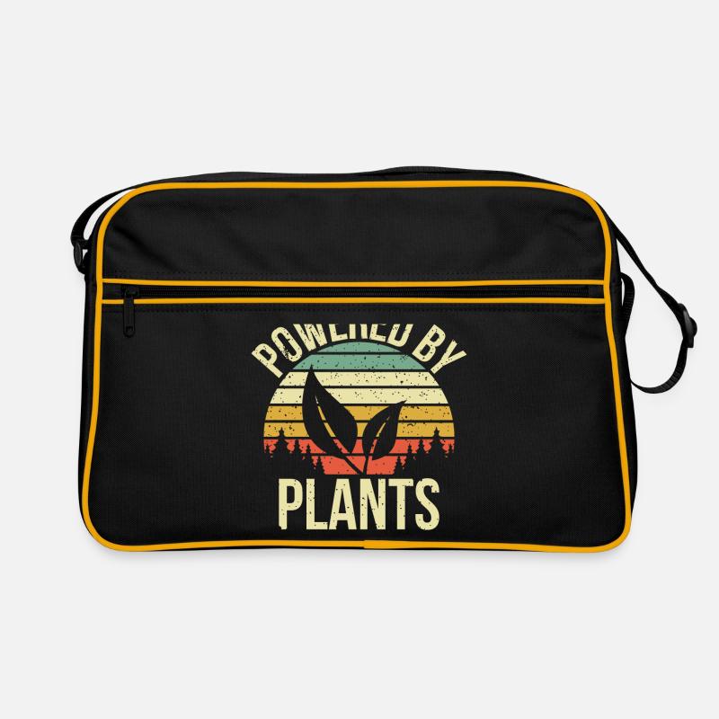 Powered by plants Geschenk - Retro Tasche - Schwarz/Gold