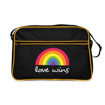 l'amour gagne le cadeau lgbt - Sac Retro - noir/or - Devant
