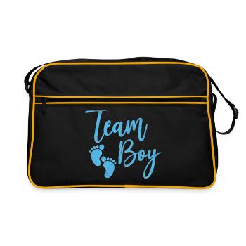 Team Boy Baby Geschenk - Retro Tasche - Schwarz/Gold - Vorne