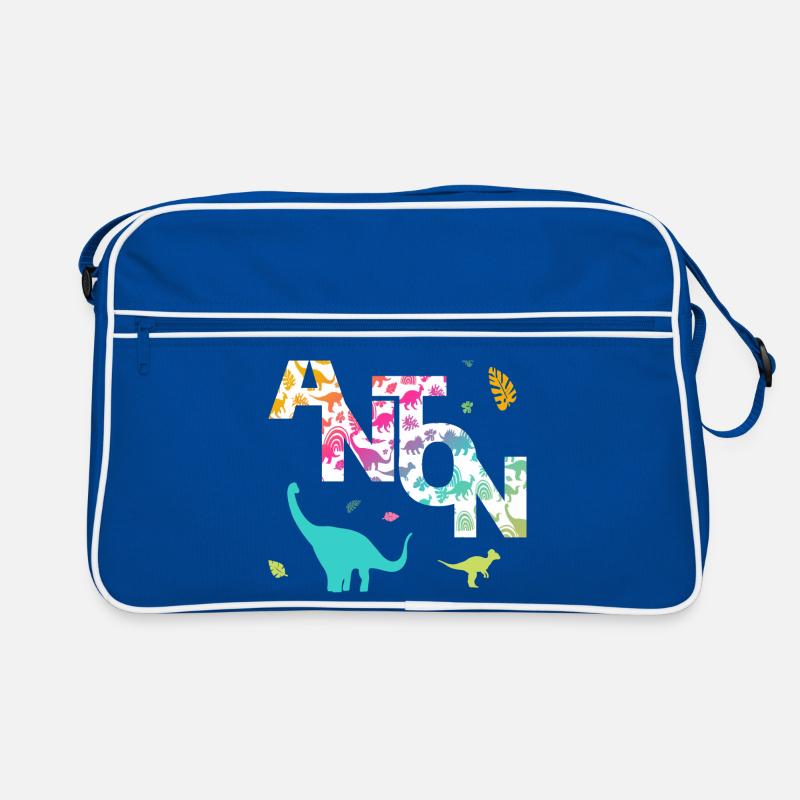 ANTON - Beautiful boy name with dinosaur Retro Bag