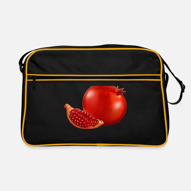 Granatapfel - Retro Tasche - Schwarz/Gold