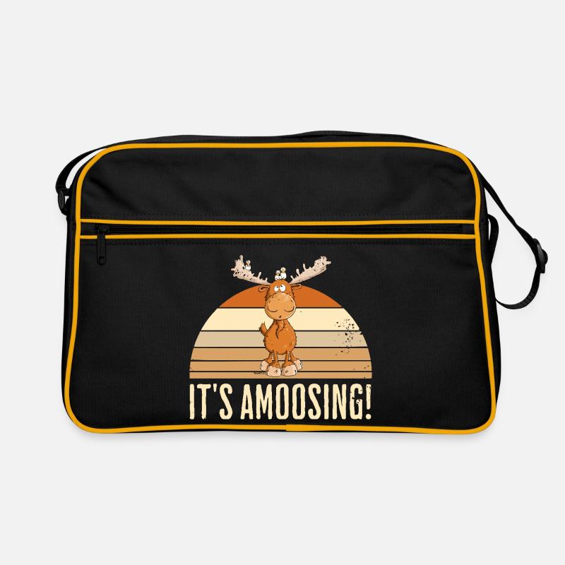 Drolliger Elch Tiermotiv Skandinavien Elche Spruch Retro Tasche