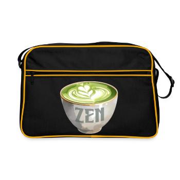 Zen Matcha Latte Watercolour - Retro Bag - black/gold - Front