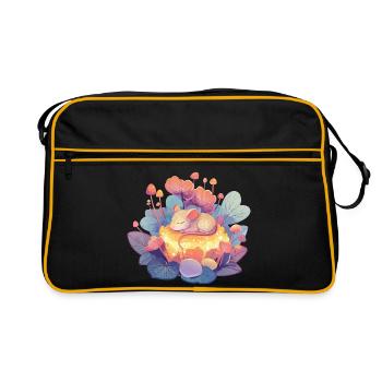 Sleepy mouse in the honey forest - Retro Bag - black/gold - Front