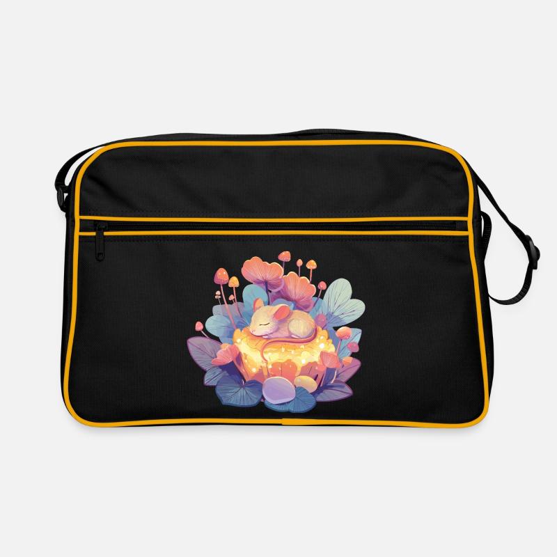 Schläfrige Maus im Honigwald Retro Tasche