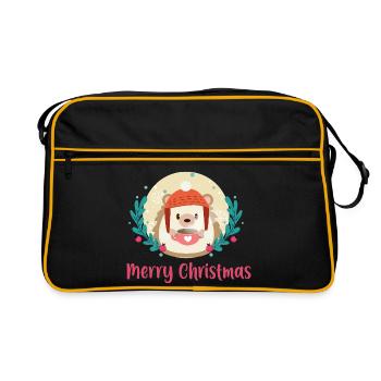 Igel-Weihnachts-Kokon - Retro Tasche - Schwarz/Gold - Vorne