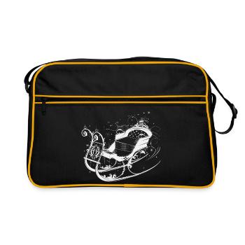 Eleganter Winter-Schlitten Ornamente - Retro Tasche - Schwarz/Gold - Vorne
