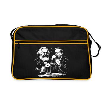 Marx et Engels buvant de la bière - Sac Retro - noir/or - Devant