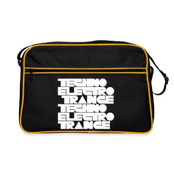 Techno Electro Trance Musik - Retro Tasche - Schwarz/Gold - Vorne