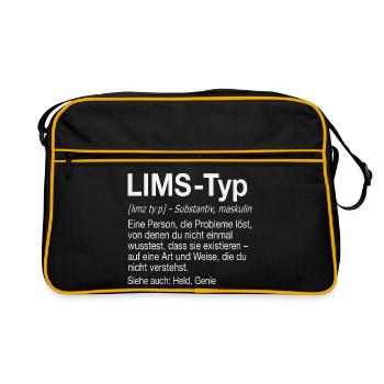 LIMS Typ Labor Informations Management Labor - Retro Tasche - Schwarz/Gold - Vorne