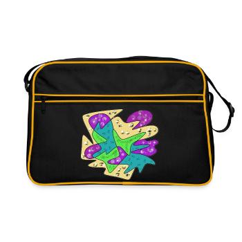 Abstract Color Explosion Glitter Splatter - Retro Bag - black/gold - Front
