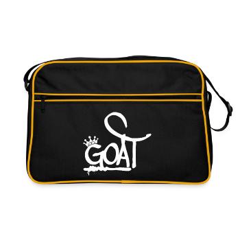 GOAT Greatest Of All Time Graffiti Krone (white) - Retro Tasche - Schwarz/Gold - Vorne