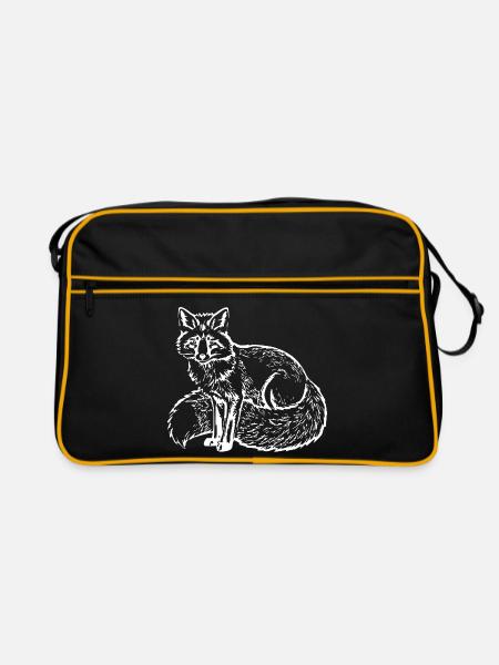 Fuchs_weiss_Geschenkidee_Waldliebhaber_Wanderer - Retro Tasche - Schwarz/Gold