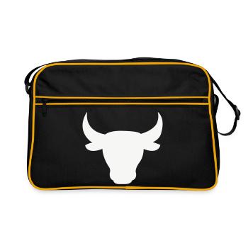 Stierkopf Silhouette - Retro Tasche - Schwarz/Gold - Vorne