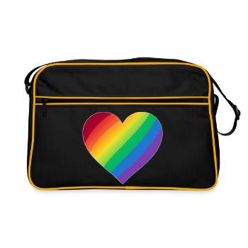 Gradient Rainbow Heart - Retro Tasche - Schwarz/Gold - Vorne