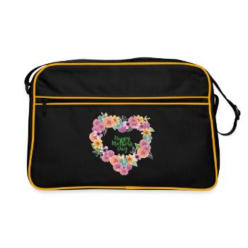 Fleur Coeur Fête des Mères Design - Sac Retro - noir/or - Devant