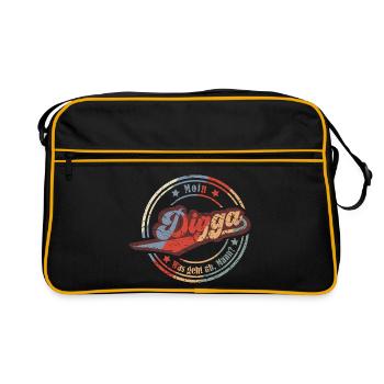 Moin Digga (Was-Geht-Ab-Mann-Edition) - Retro Tasche - Schwarz/Gold - Vorne