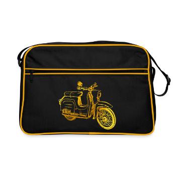 Simson Schwalbe GDR Moped - Retro Bag - black/gold - Front