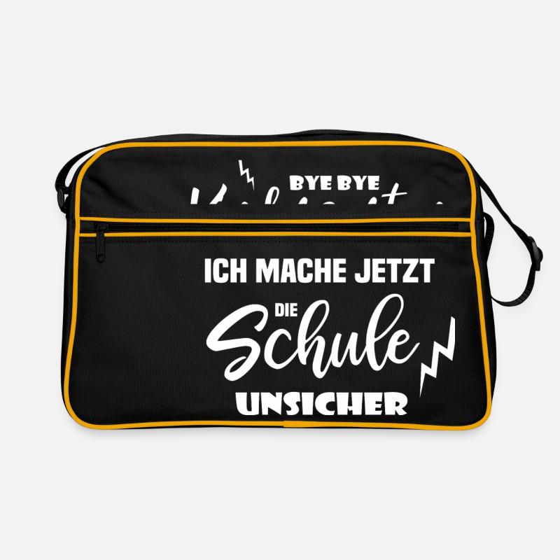 Einschulung Schuleinführung Schulkind - Retro Tasche - Schwarz/Gold
