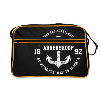Baltic Sea resort and artists' colony Ahrenshoop, white - Retro Bag - black/gold - Front